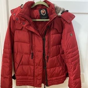 red women’s parka jacket